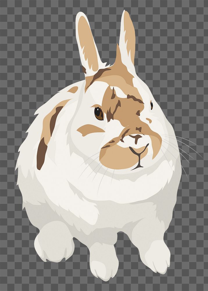 Spotted rabbit png, pet bunny illustration sticker, transparent background