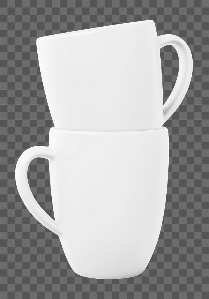 White coffee mugs png sticker, transparent background