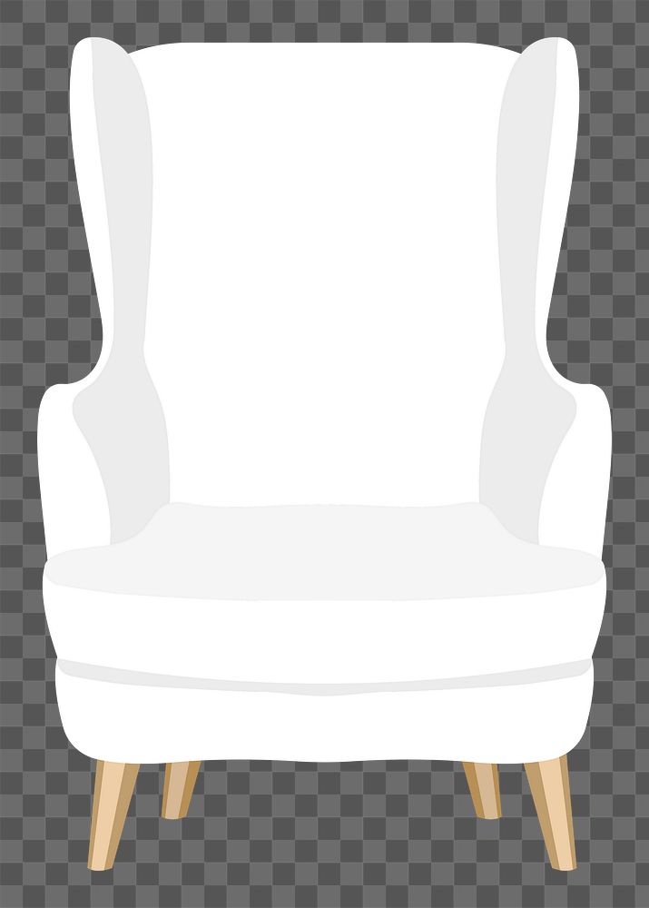 White armchair png sticker, cute design, transparent background