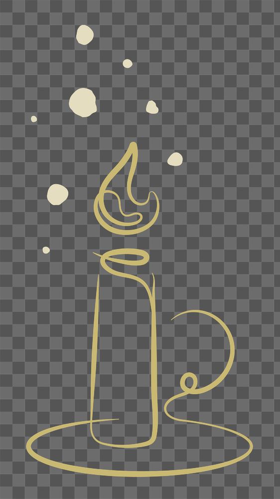 Gold candle doodle png sticker, transparent background