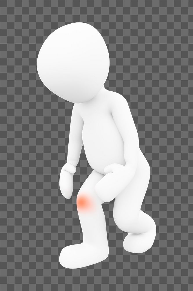 Knee pain png 3D sticker, transparent background