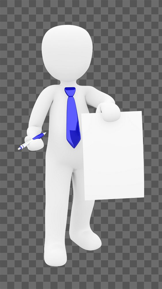 Png businessman 3D figurine sticker, transparent background