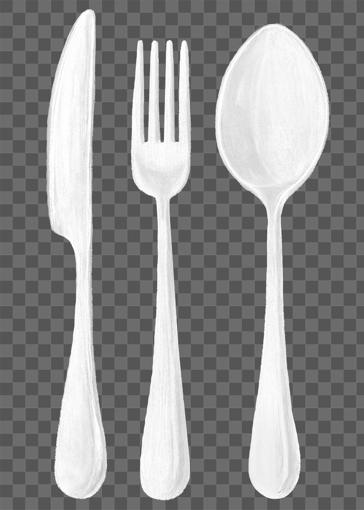Spoon fork png knife, cutlery illustration, transparent background