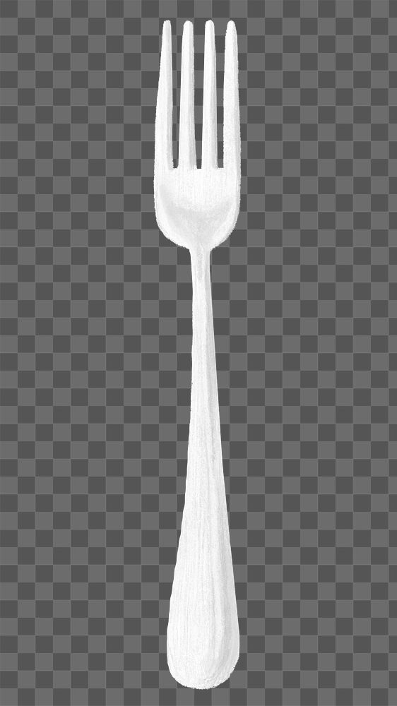 Silver fork png sticker, realistic cutlery illustration, transparent background