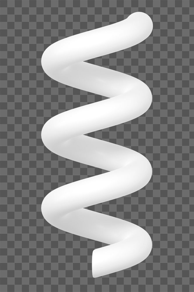 3D white spiral png clip art, transparent background 