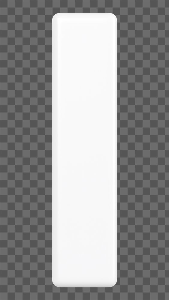 White bar shape png 3D rendered sticker, transparent background