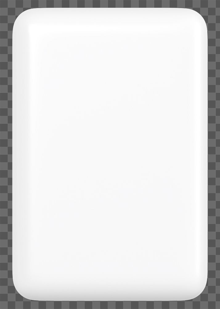 White bar shape png 3D rendered sticker, transparent background