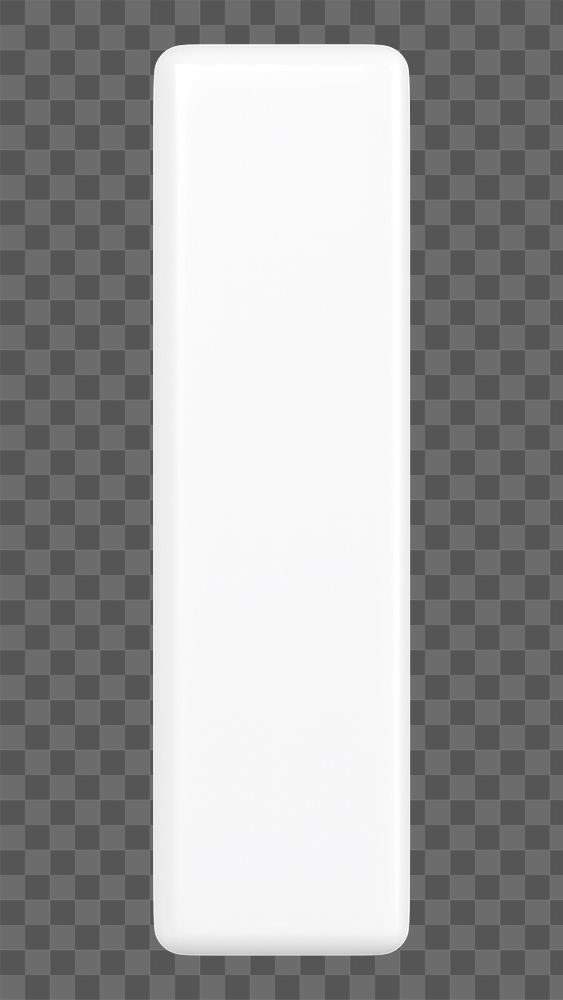 White bar shape png 3D rendered sticker, transparent background