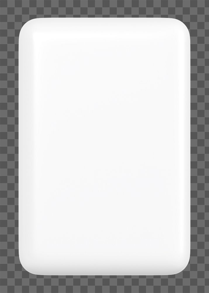 White bar shape png 3D rendered sticker, transparent background
