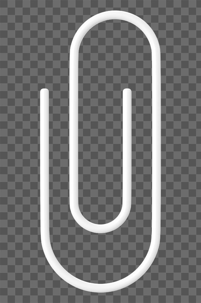 White paperclip png 3D icon sticker, transparent background