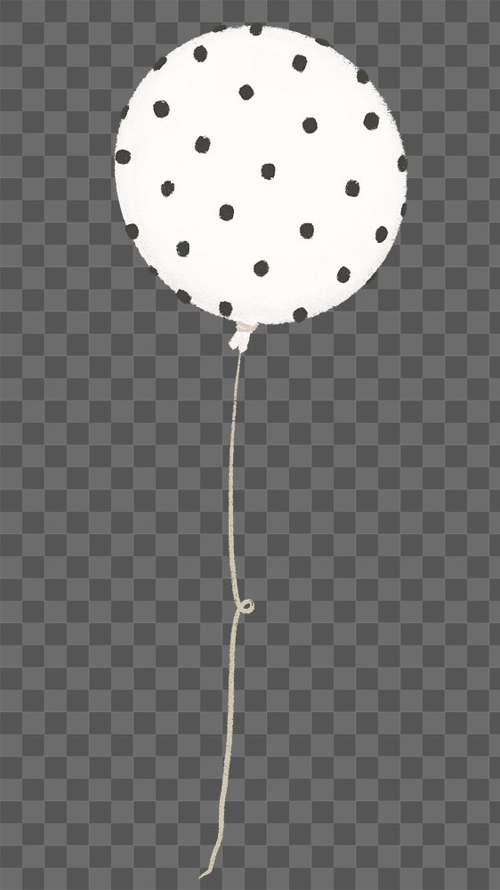 Polka dotted balloon png sticker, black party decor, transparent background