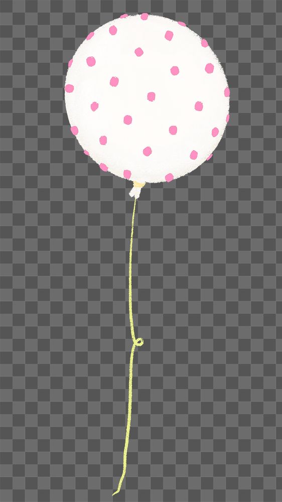 Polka dotted balloon png sticker, pink party decor, transparent background