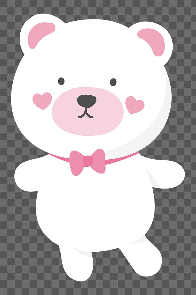 White teddy bear png sticker, transparent background