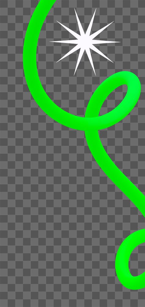 Green squiggle png border, 3D rendering graphic, transparent background