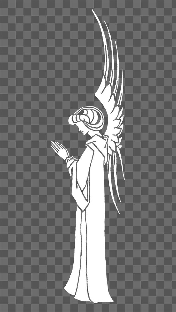 PNG Praying angel illustration transparent background. Remixed by rawpixel.