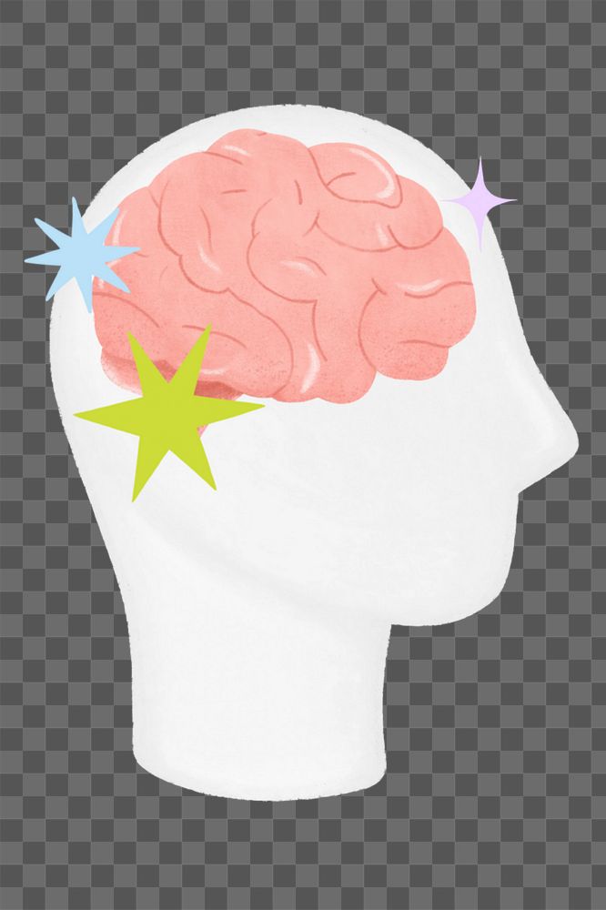 Human brain head png, business graphic, transparent background