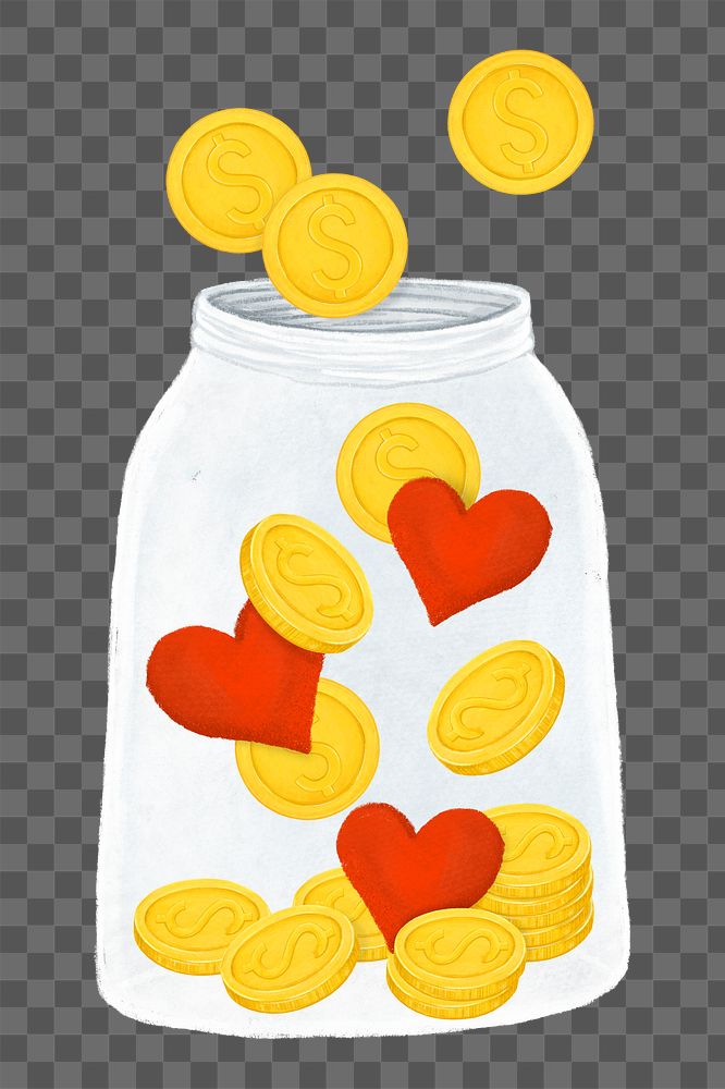 Donation money jar png illustration, transparent background