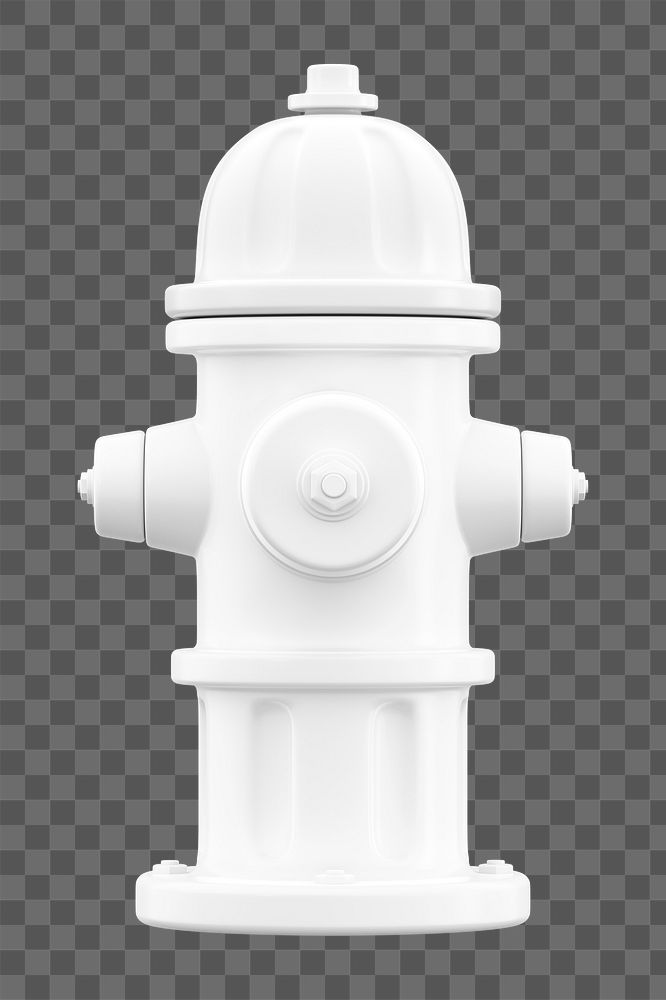 PNG 3D white fire hydrant, element illustration, transparent background