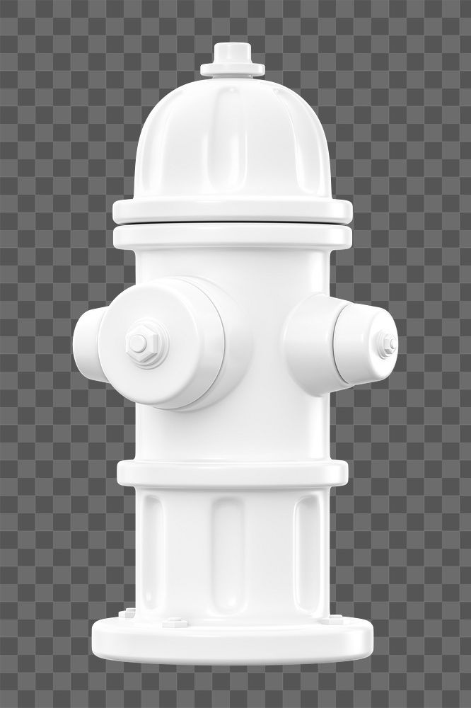 PNG 3D white fire hydrant, element illustration, transparent background