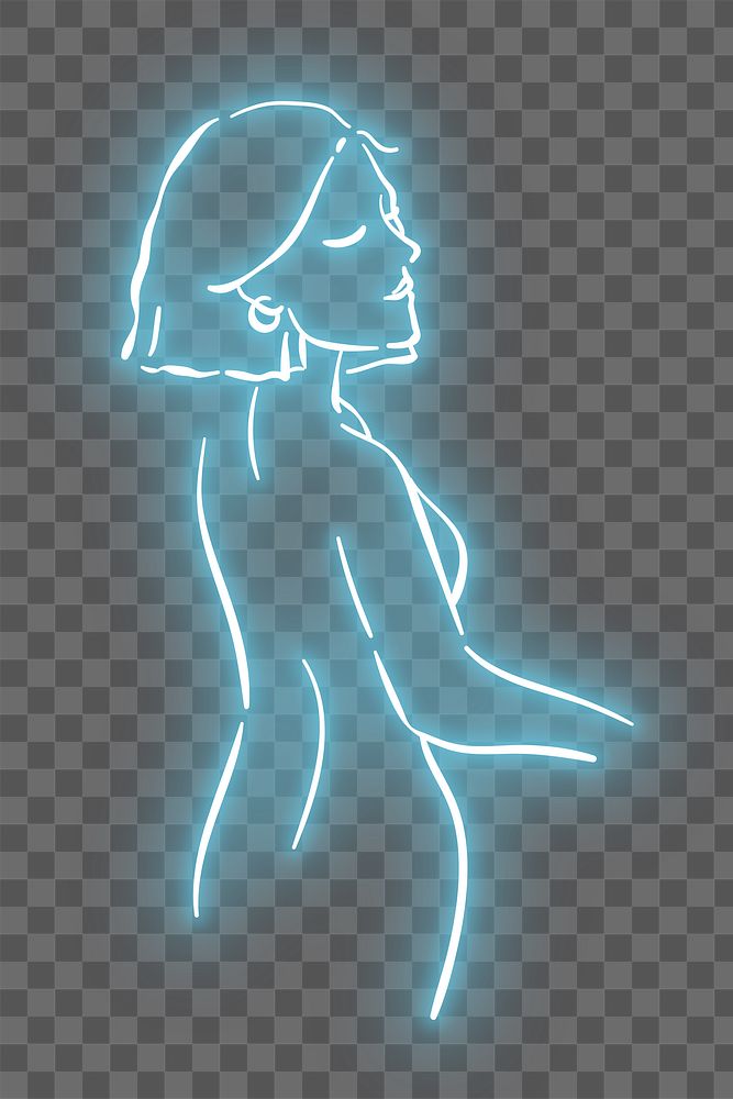 PNG neon blue woman illustration, transparent background