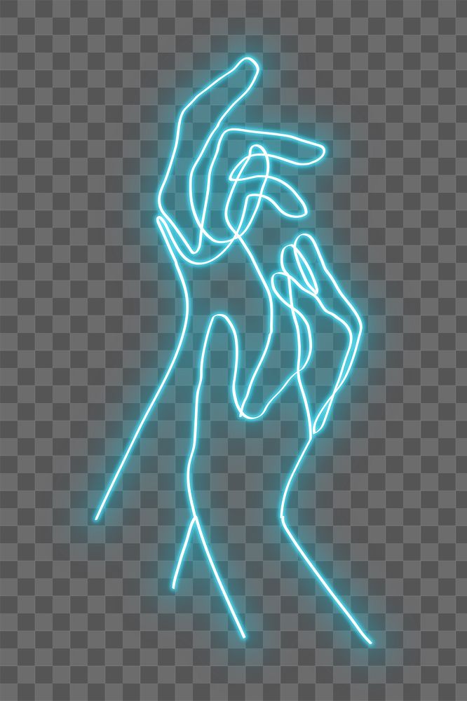 PNG neon blue hand illustration, transparent background