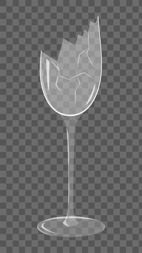 Broken png champagne glass, transparent background