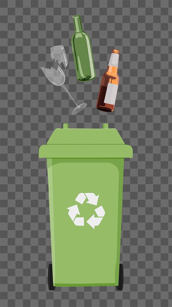 Green png recycling bin, transparent background