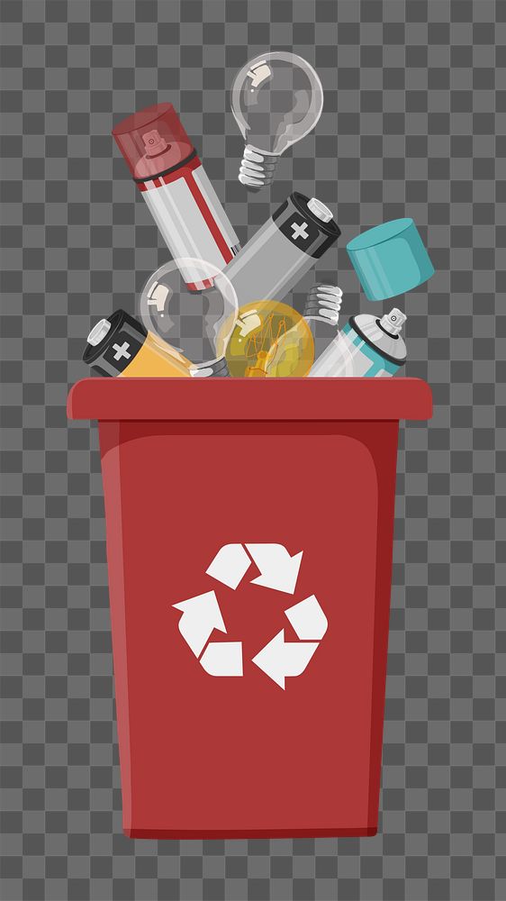 Red png recycling bin, transparent background