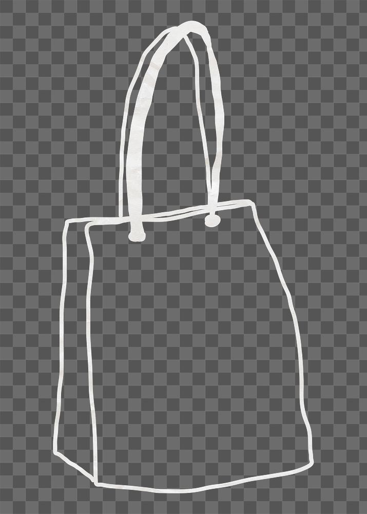 PNG Shopping bag, line art illustration, transparent background