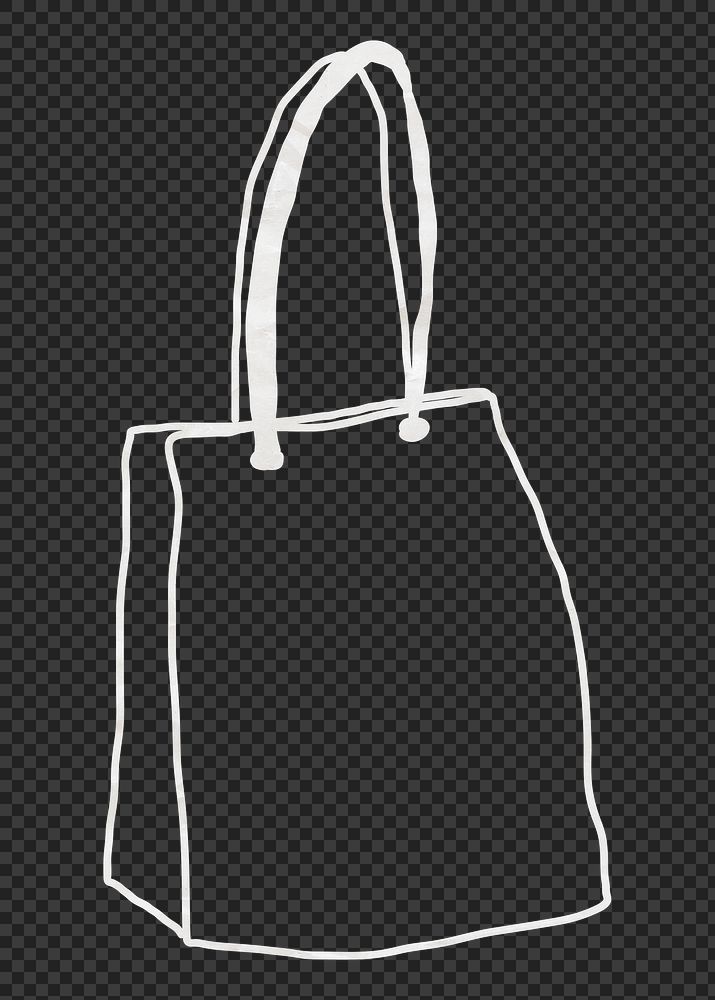 PNG Shopping bag, line art illustration, transparent background