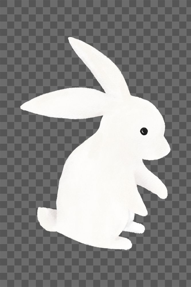 Cute white rabbit png, animal illustration, transparent background