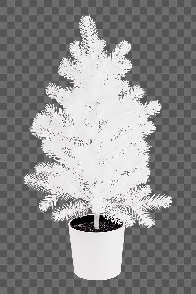 White Christmas tree png sticker, transparent background