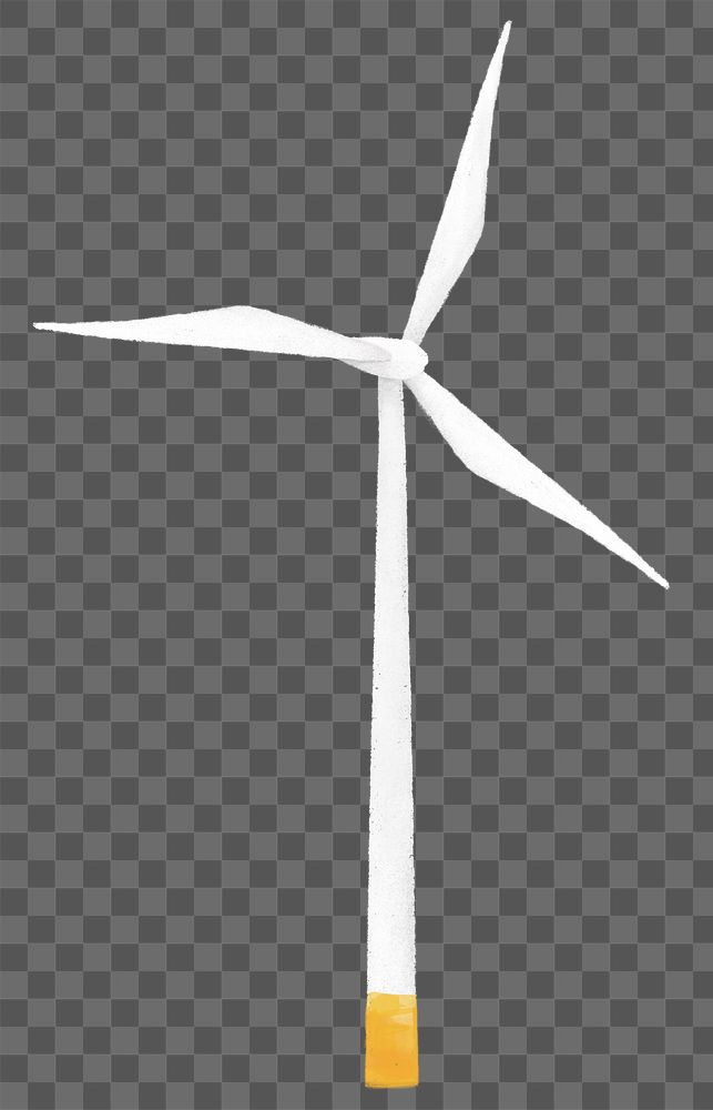 Wind power turbine png sticker illustration, transparent background