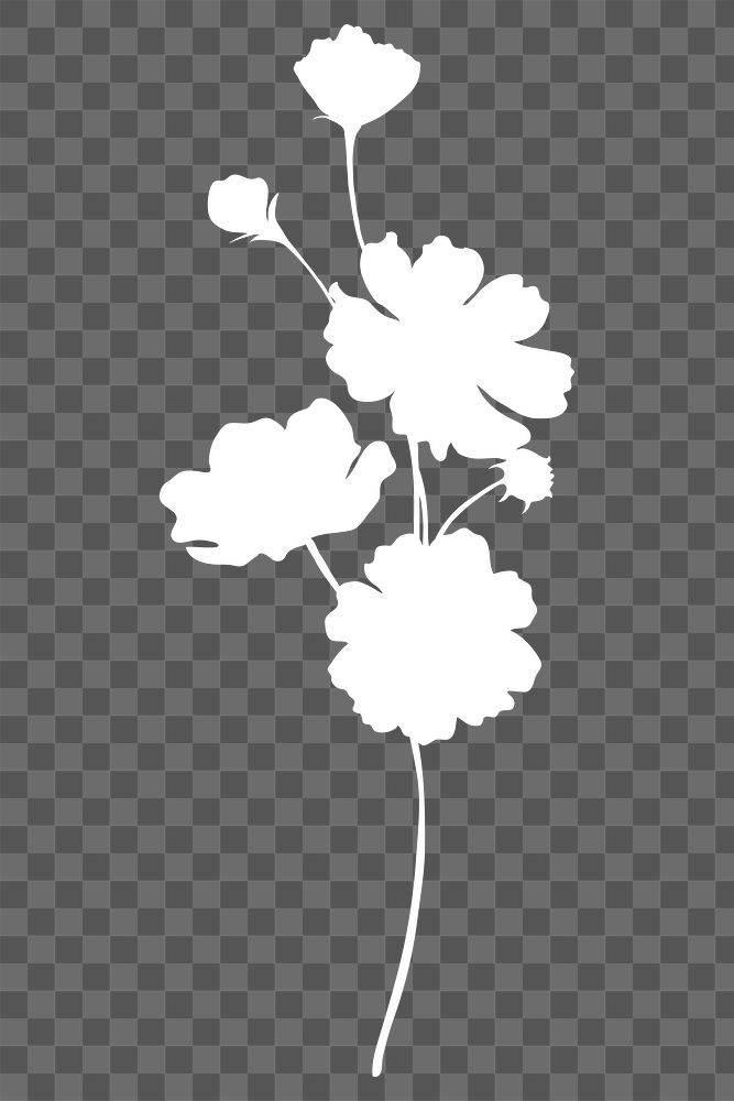 Daisy silhouette flower png element, transparent background