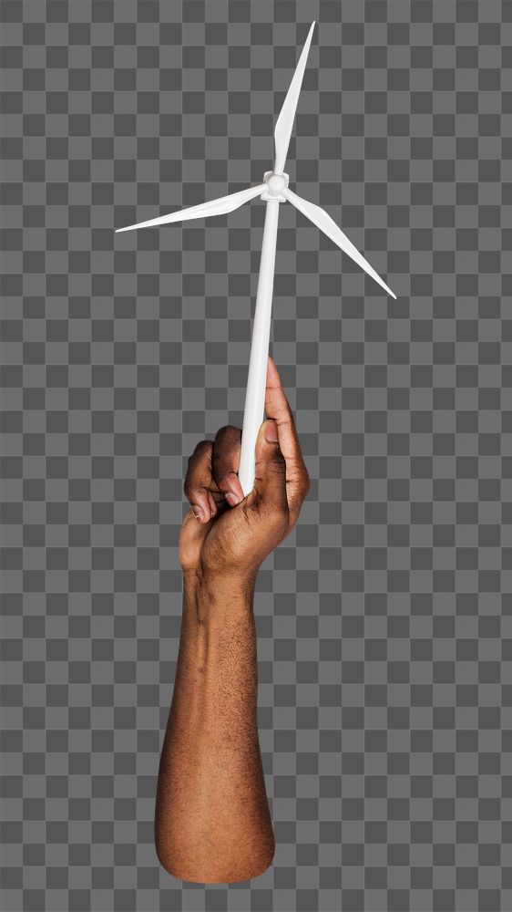 PNG Wind power in hand, collage element, transparent background