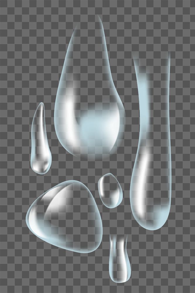 Png transparent water droplets element, transparent background