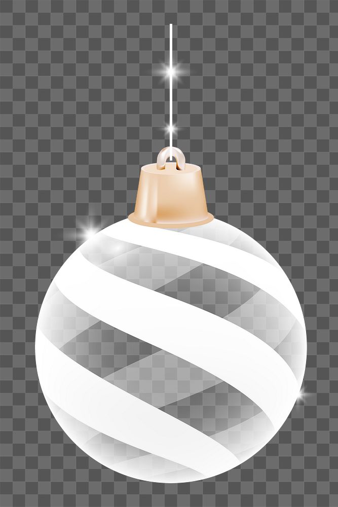 Png white Christmas ornament  design element, transparent background