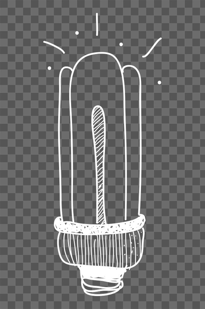 LED light bulb png doodle illustration, transparent background