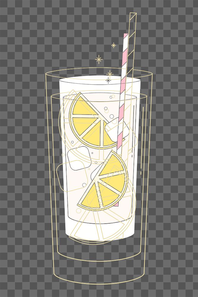 Png Cute cocktail illustration element, transparent background