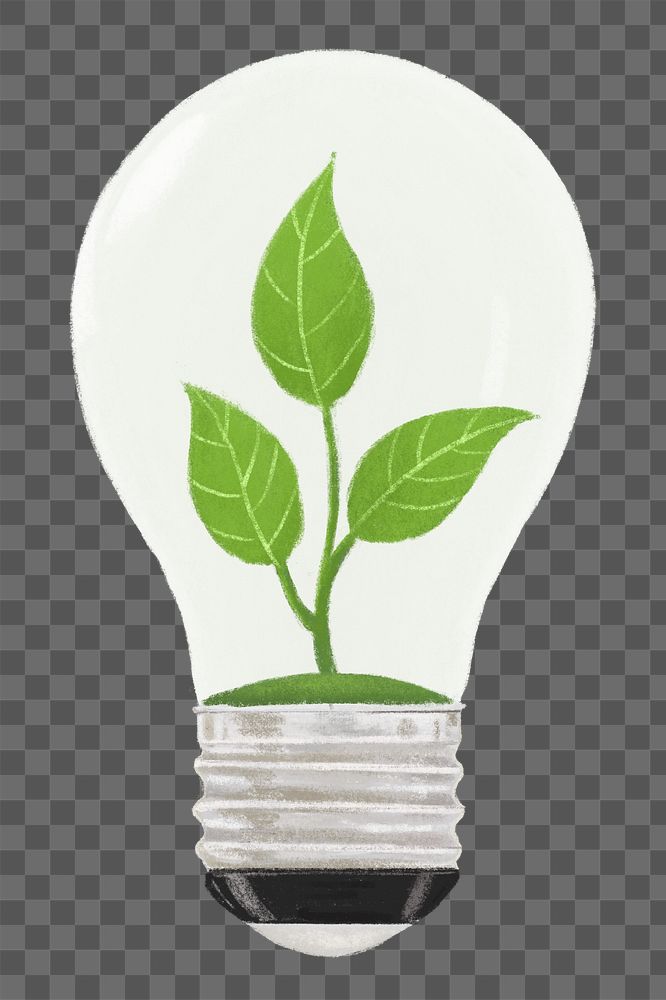 Plant light bulb png sticker, environment illustration, transparent background