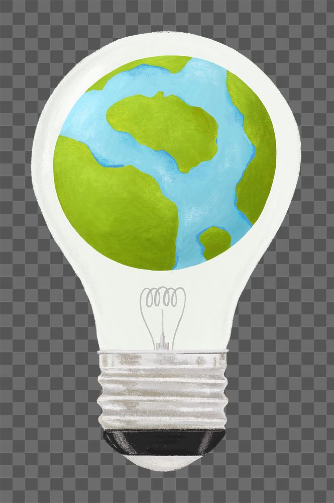 Globe png light bulb, environment illustration, transparent background