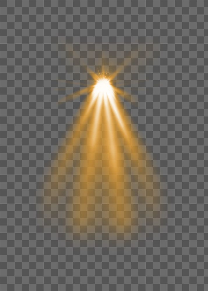 Ray lens flare png yellow light effect sticker, transparent background