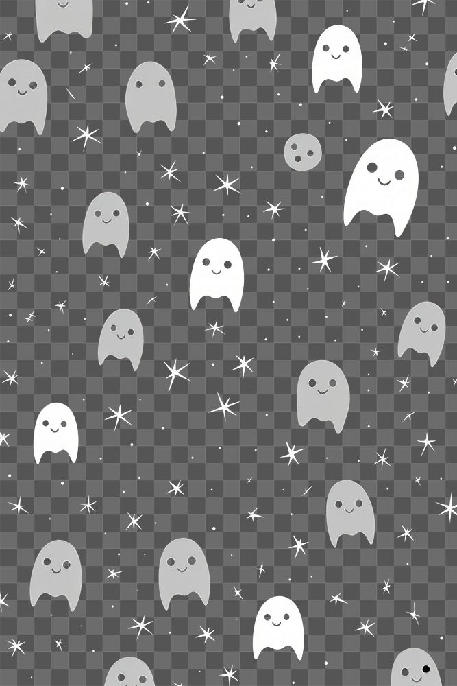 PNG Cute ghost pattern on grey background backgrounds constellation repetition. AI generated Image by rawpixel.