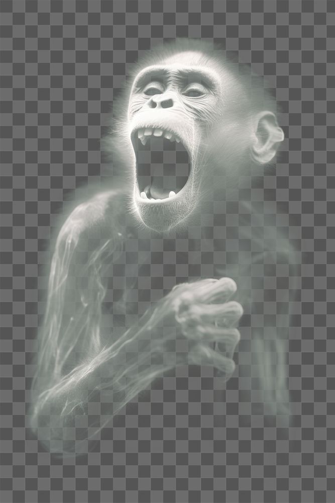 PNG Monkey aggression monochrome darkness. AI generated Image by rawpixel.