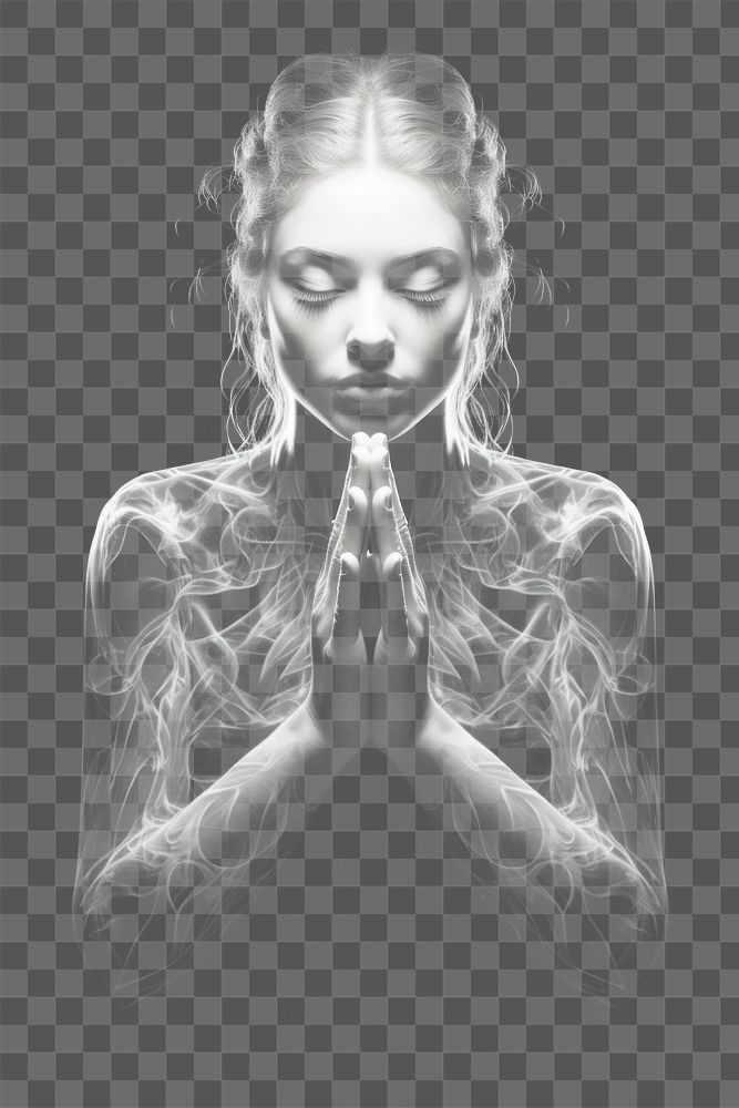 PNG Person doing praying hands portrait adult photo. AI generated Image by rawpixel.