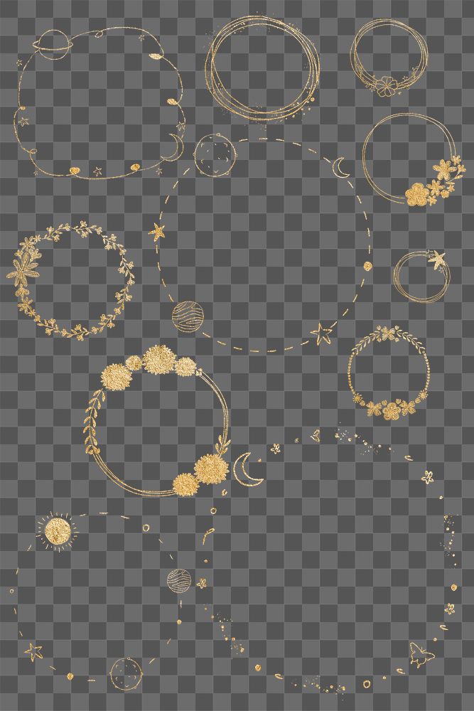 Png round golden frame set | Free PNG - rawpixel