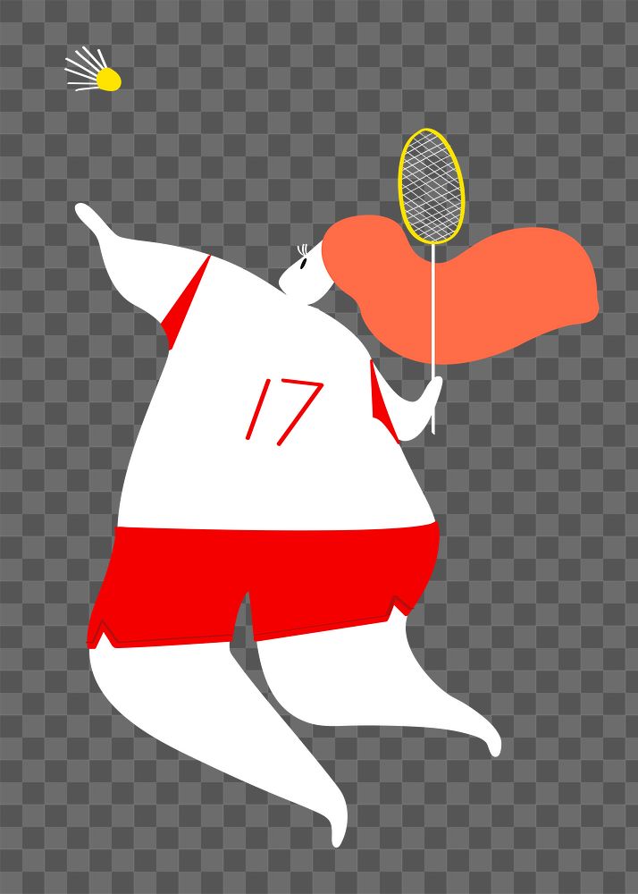 Badminton player png clipart, Olympic sport doodle on transparent background