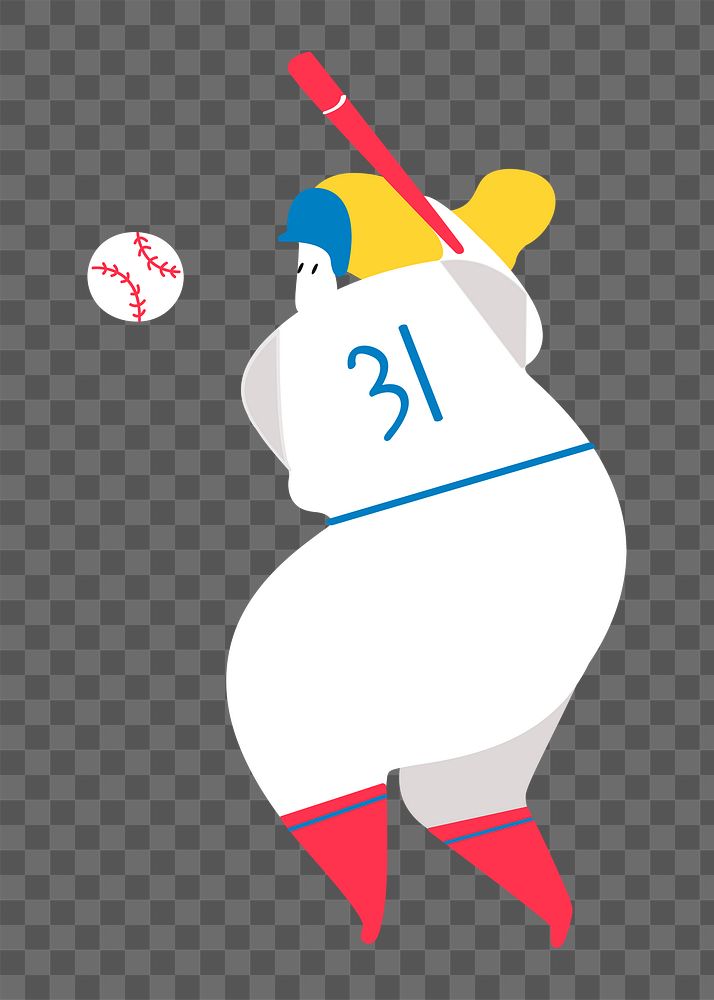 Female baseball png clipart, sport character illustration on transparent background