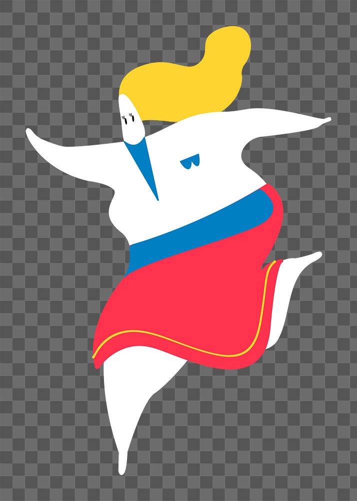 Bowling strike pose png sticker, sport, woman illustration on transparent background