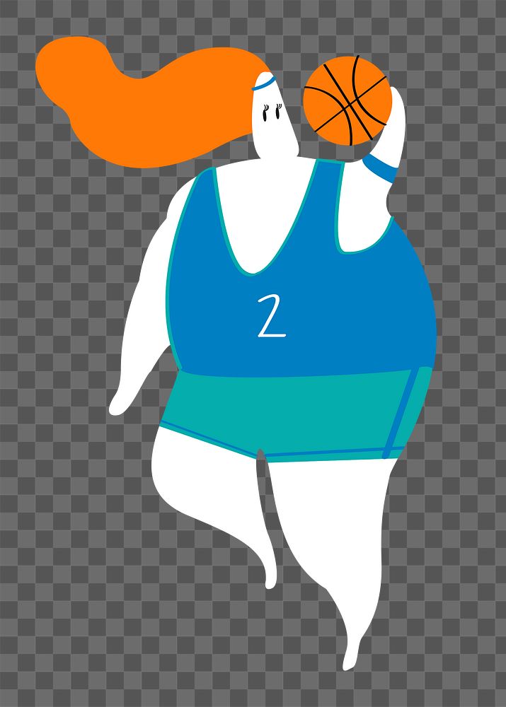 Woman basketball player png sticker, sport doodle on transparent background